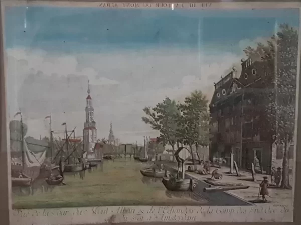 Vuë de la Tour de Mont Alban & de l'Echaudoir de la Comp des Ind. Occ. du coté du Tai, à Amsterdam