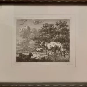Landschap met schapen, geit en koeien