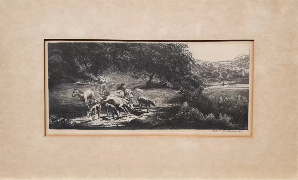 koeien en paard in landschap - Afbeelding 2