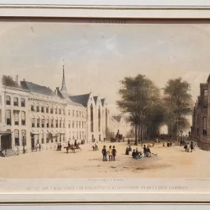 Gezigt van 't ministerie van financien de Kloosterkerk en het Lange Voorhout