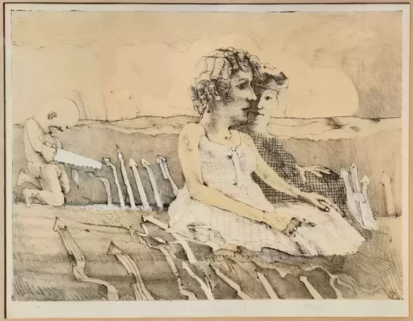 Little boy with two ladies outside