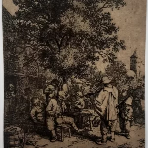 Vioolspeler en een jonge lierdraaier